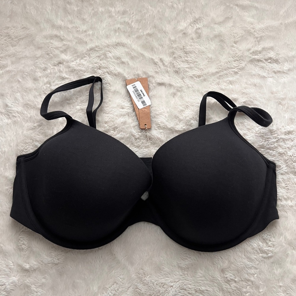 SKIMS Everyday Cotton Lightly Lined Demi Bra Onyx Black 42DD BR-LIG-10644W NEW